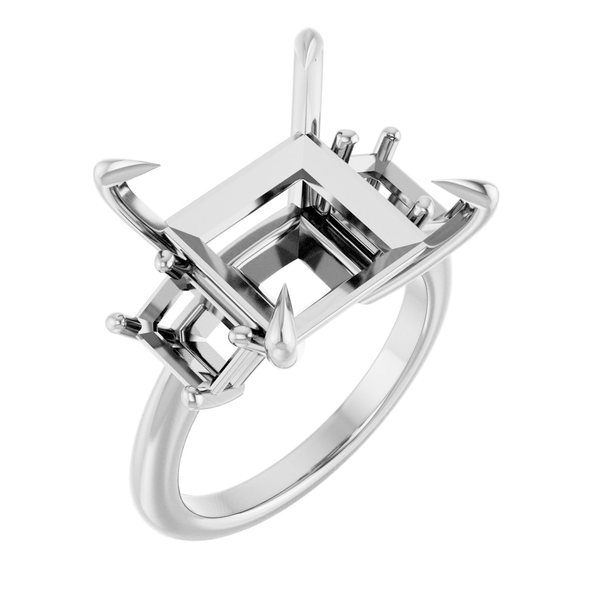 Claw-Prong Three-Stone Engagement Ring