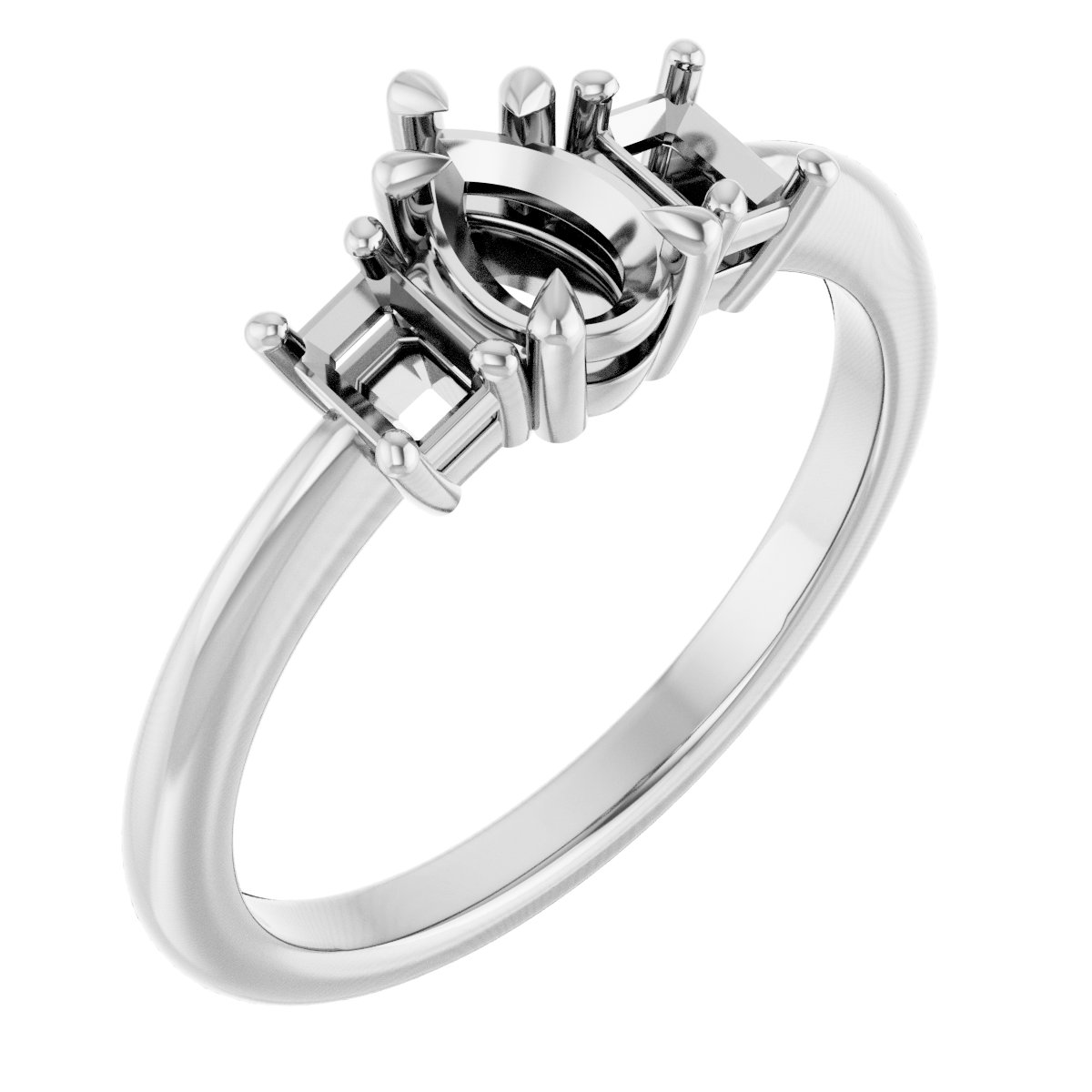 Claw-Prong Three-Stone Engagement Ring