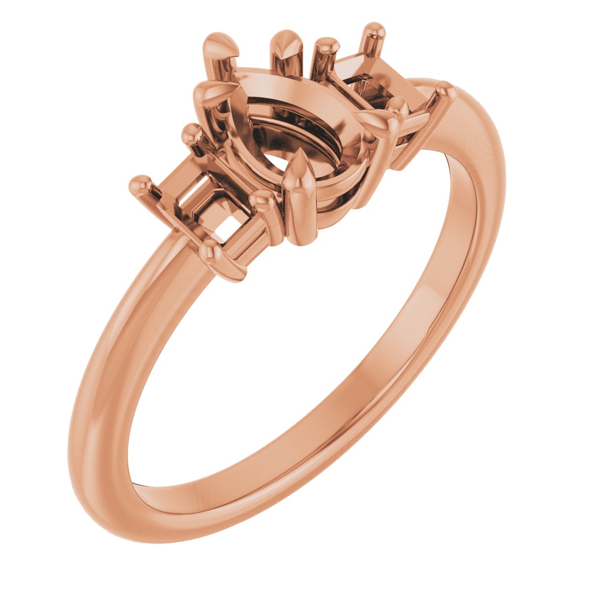 Claw-Prong Three-Stone Engagement Ring