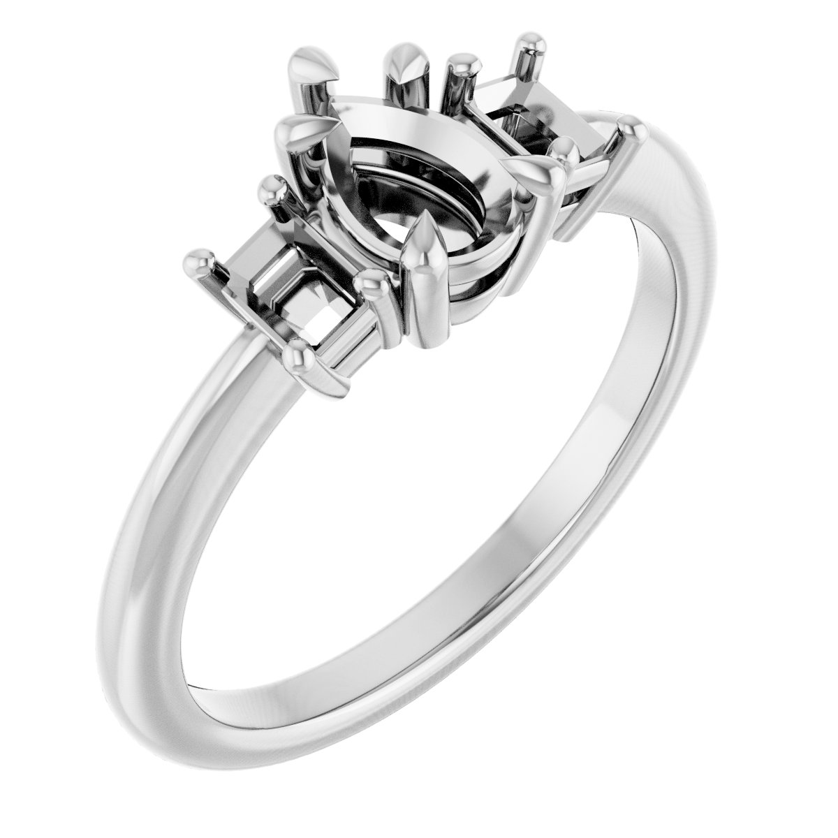 Claw-Prong Three-Stone Engagement Ring