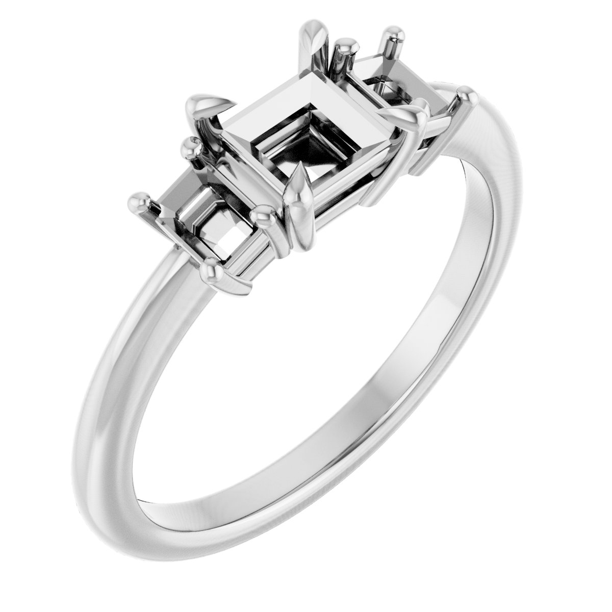 Claw-Prong Three-Stone Engagement Ring