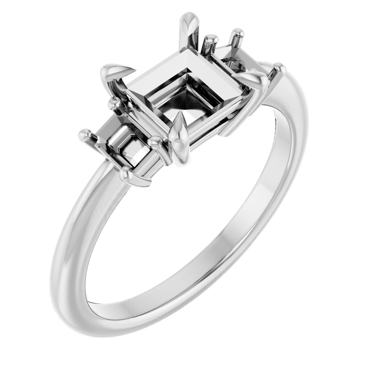 Claw-Prong Three-Stone Engagement Ring