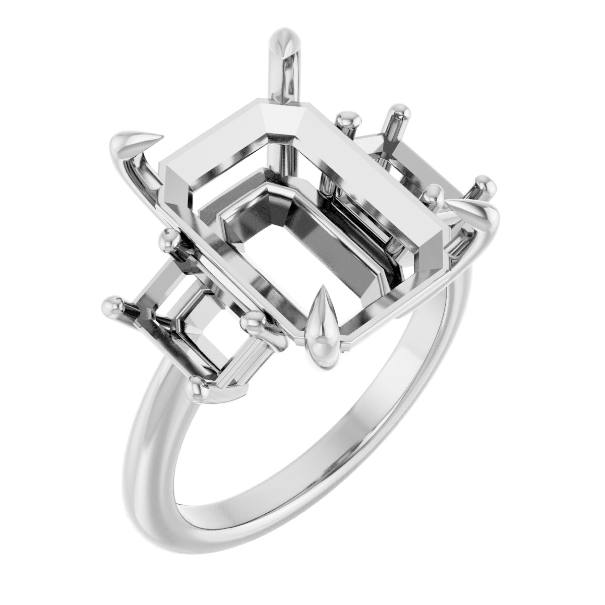 Claw-Prong Three-Stone Engagement Ring
