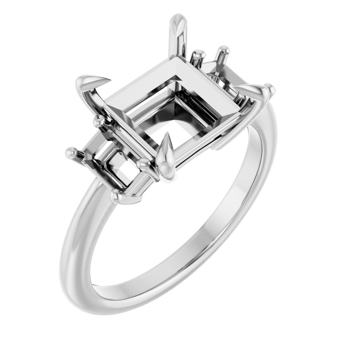 Claw-Prong Three-Stone Engagement Ring