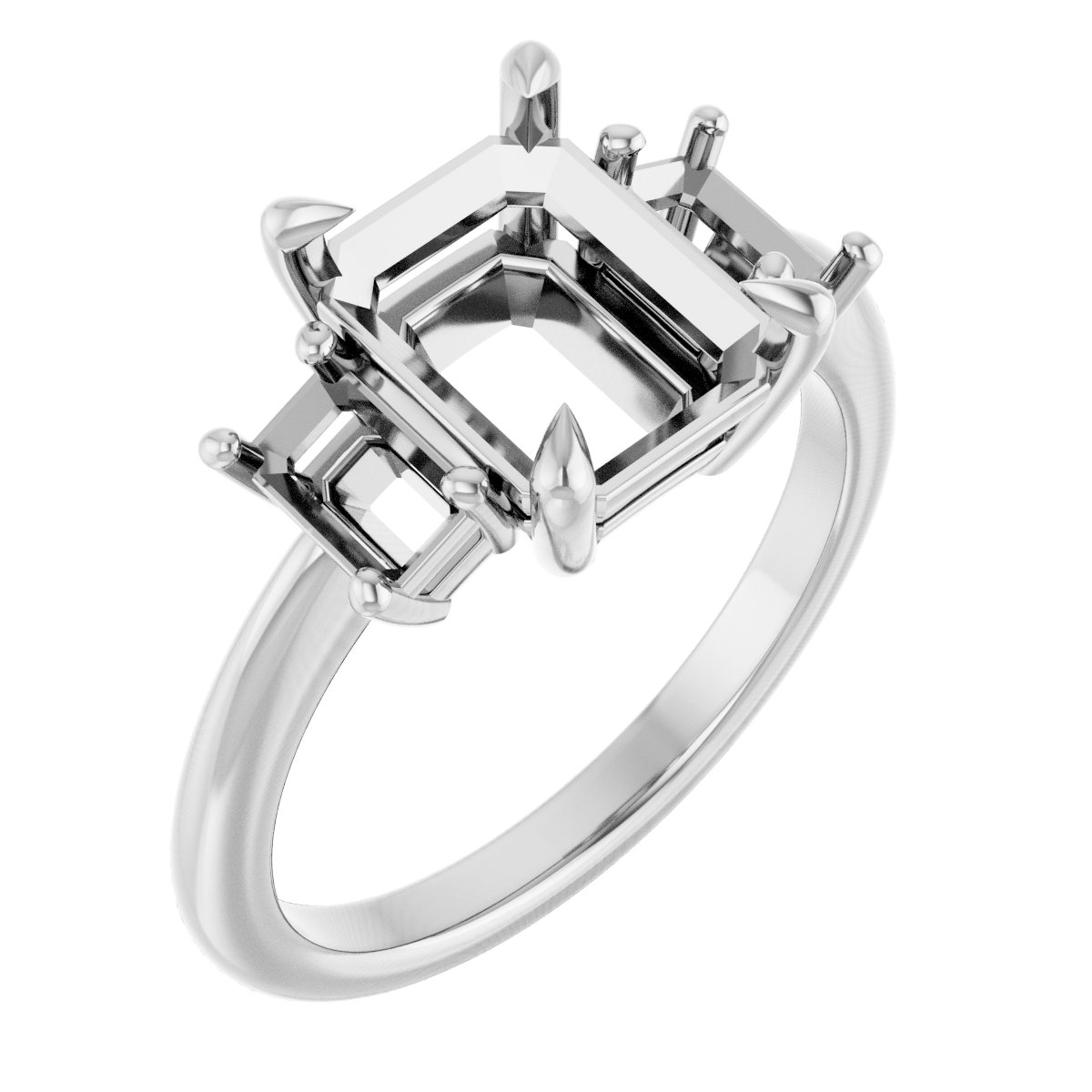 Claw-Prong Three-Stone Engagement Ring