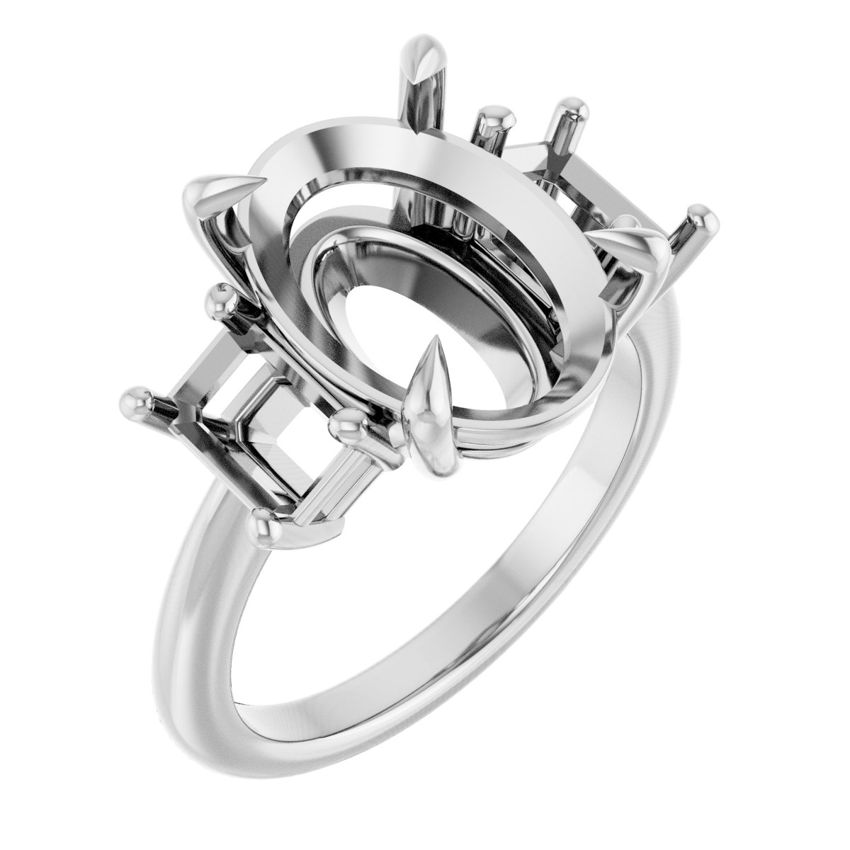 Claw-Prong Three-Stone Engagement Ring