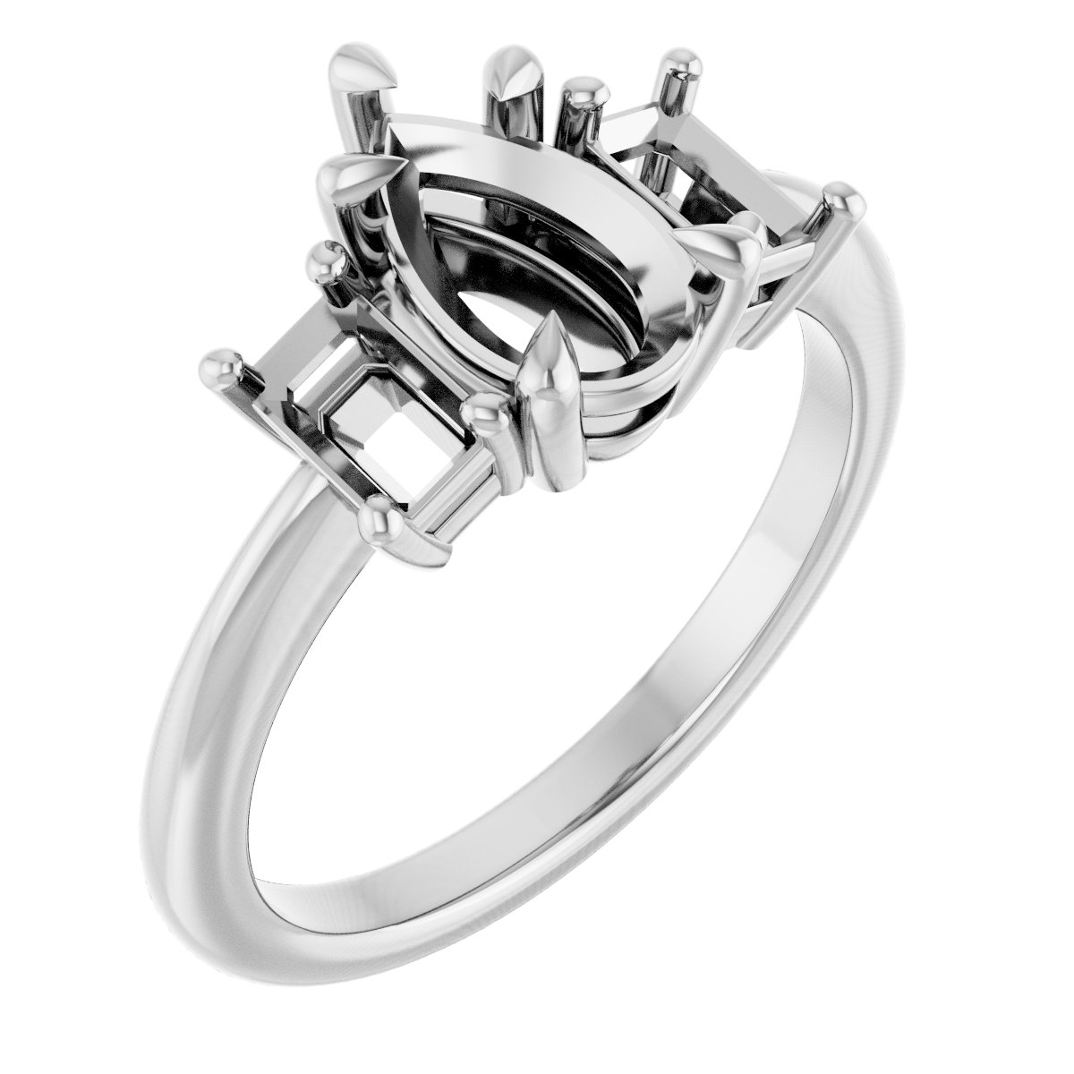 Claw-Prong Three-Stone Engagement Ring