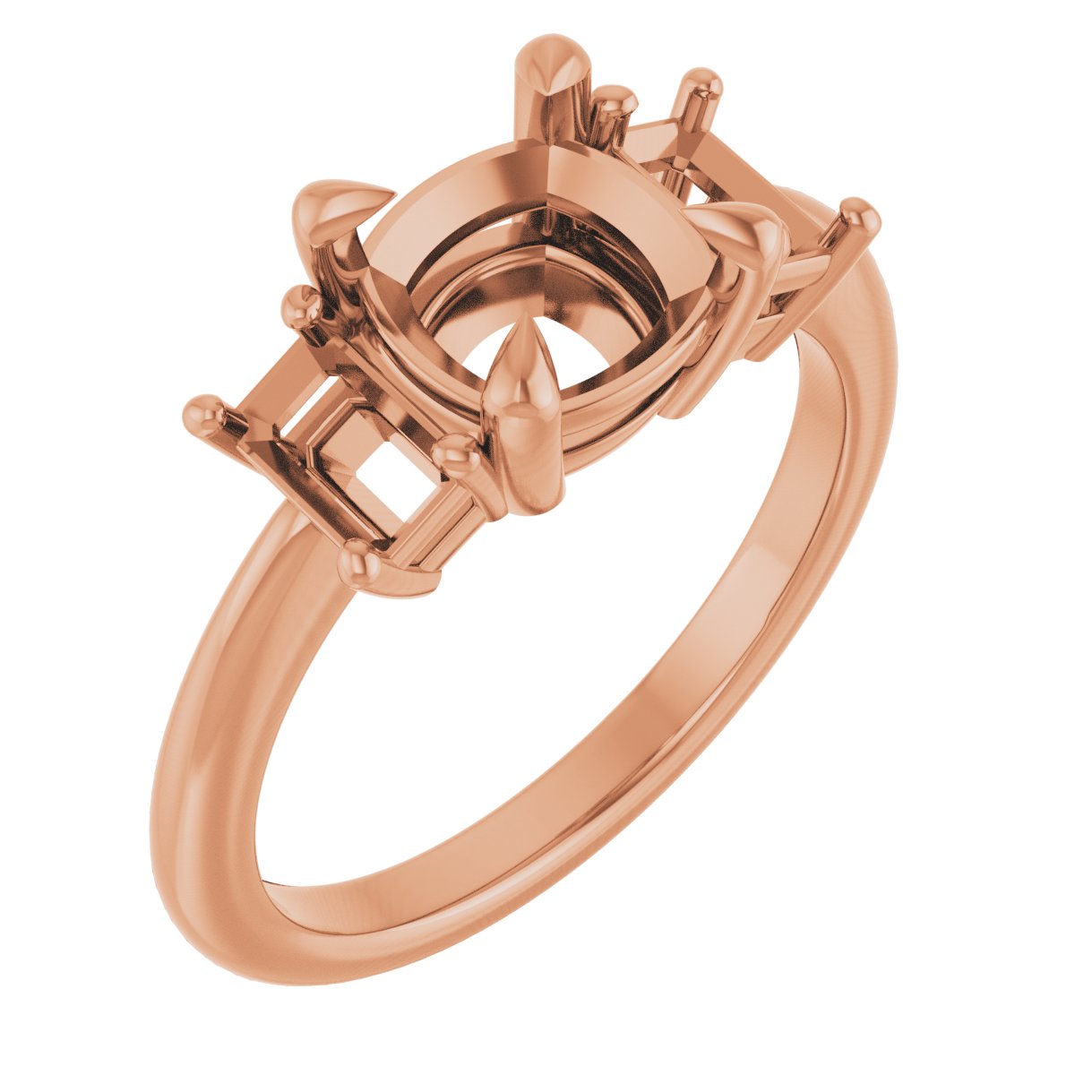 Claw-Prong Three-Stone Engagement Ring