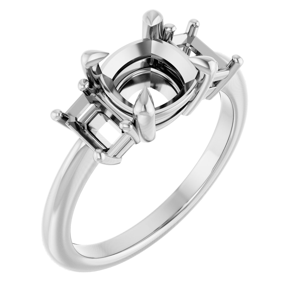 Claw-Prong Three-Stone Engagement Ring