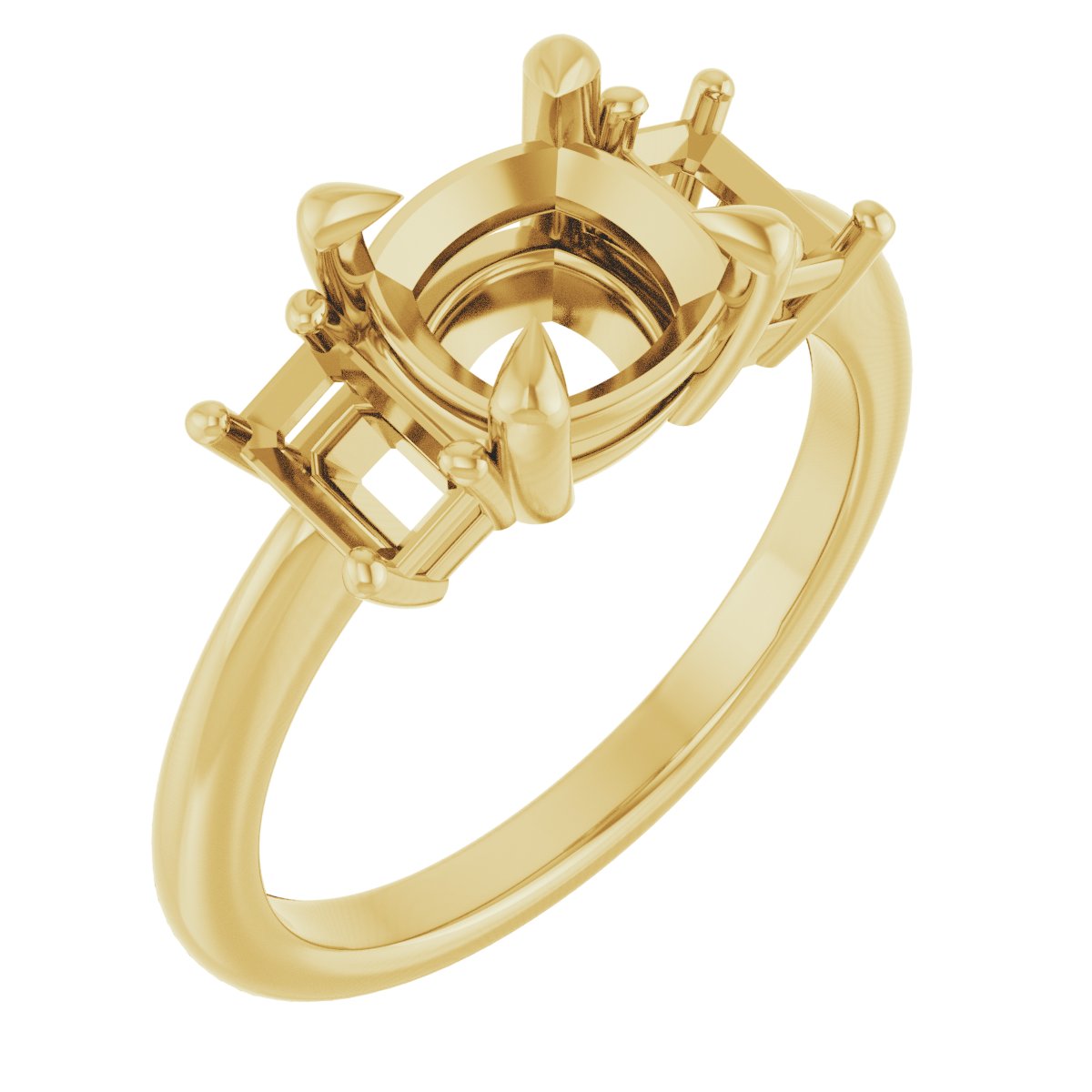 Claw-Prong Three-Stone Engagement Ring