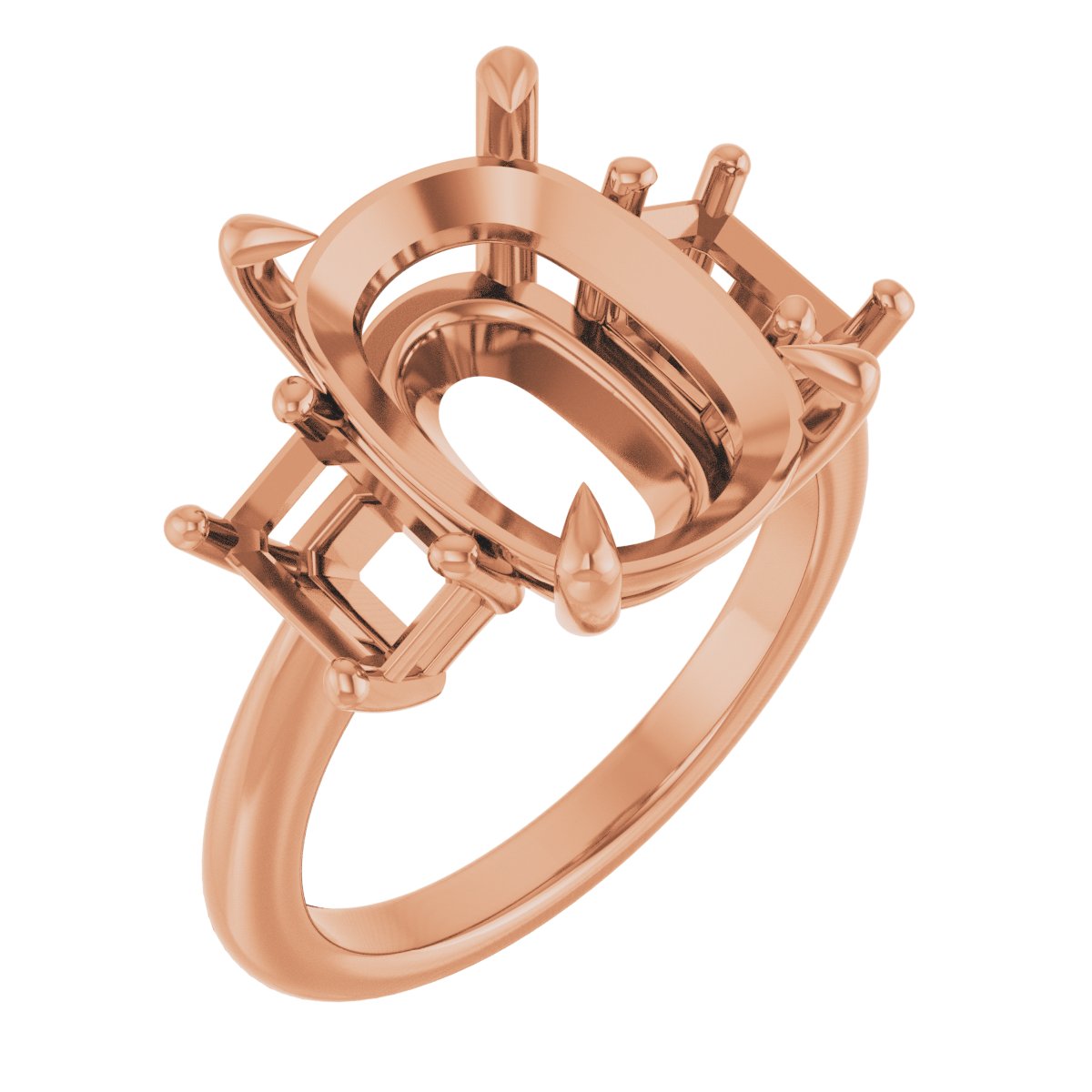 Claw-Prong Three-Stone Engagement Ring