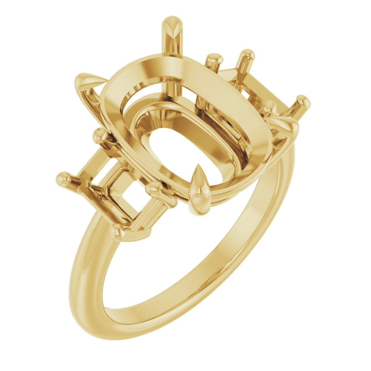 Claw-Prong Three-Stone Engagement Ring