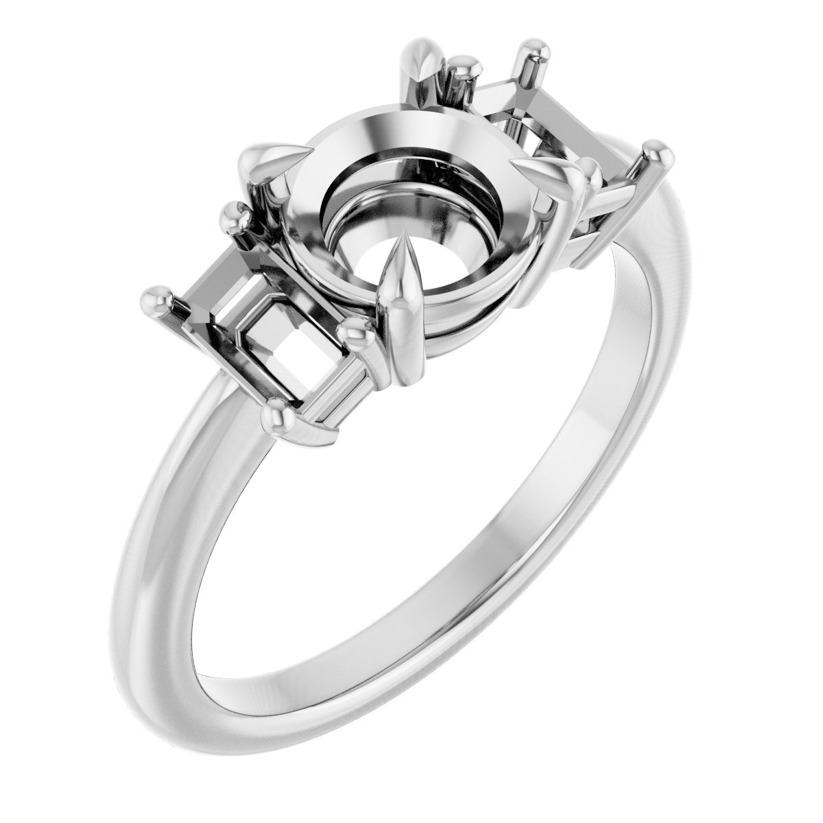 Claw-Prong Three-Stone Engagement Ring