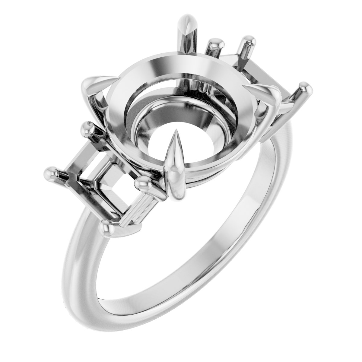 Claw-Prong Three-Stone Engagement Ring