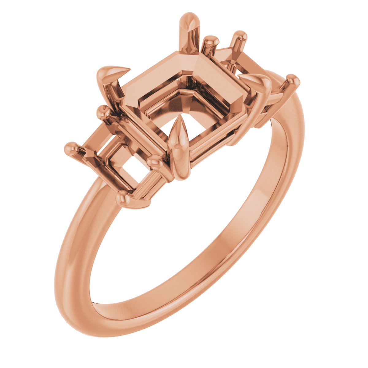 Claw-Prong Three-Stone Engagement Ring