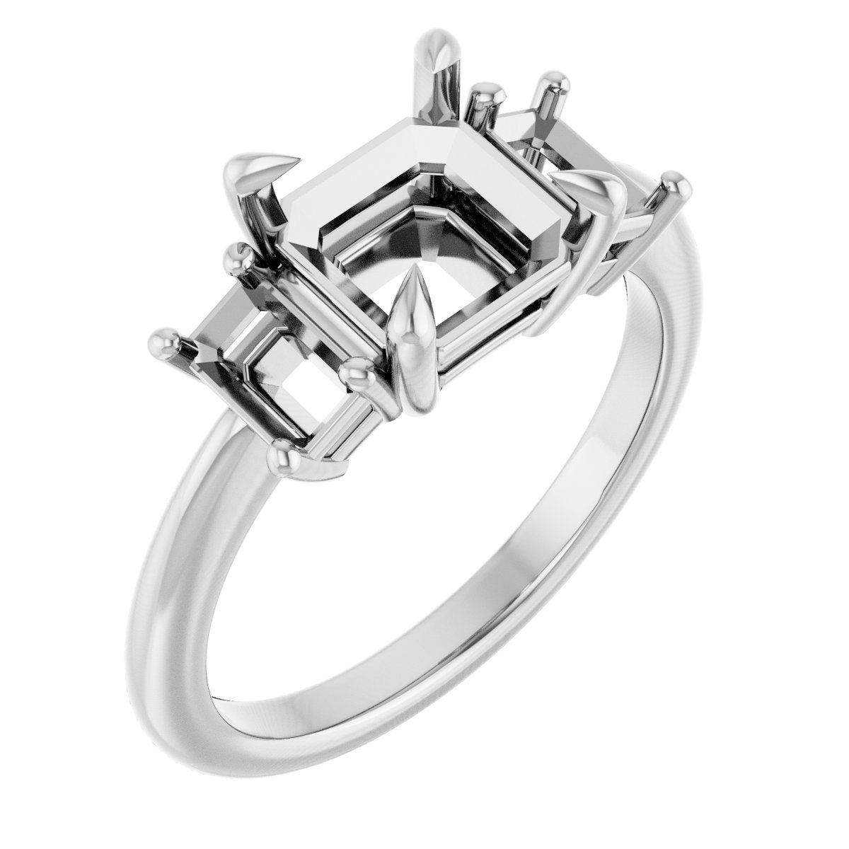 Claw-Prong Three-Stone Engagement Ring