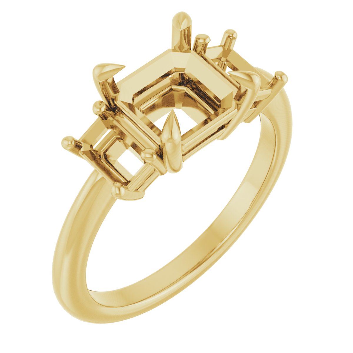 Claw-Prong Three-Stone Engagement Ring