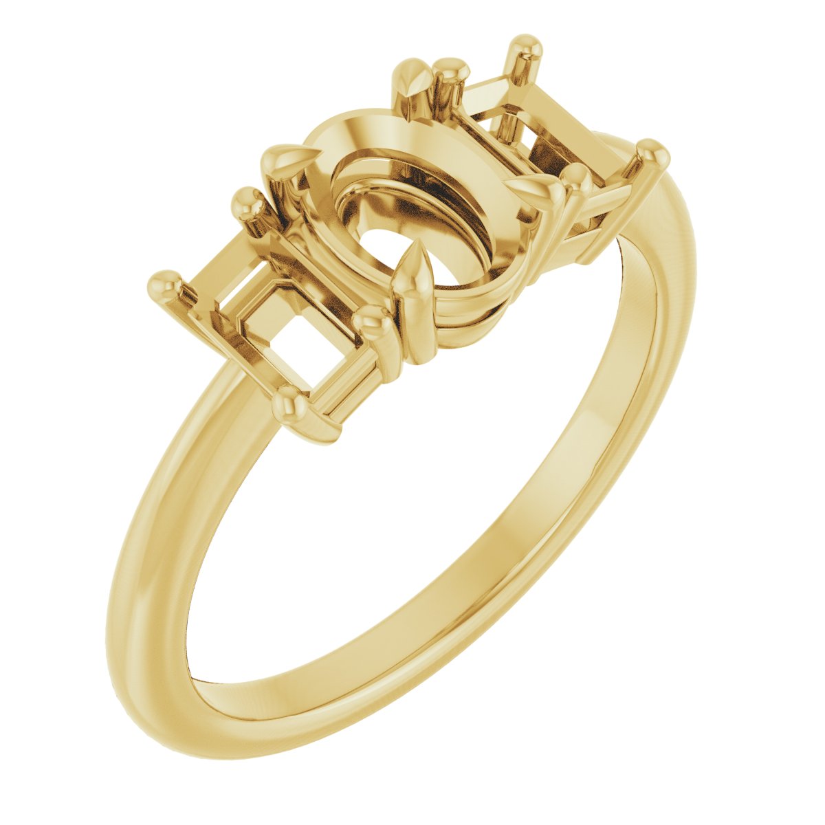 Claw-Prong Three-Stone Engagement Ring