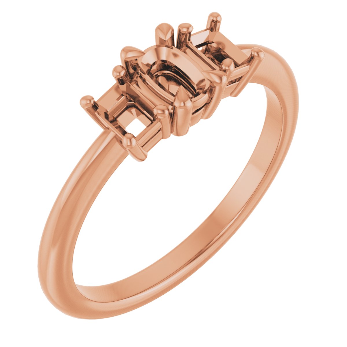 Claw-Prong Three-Stone Engagement Ring