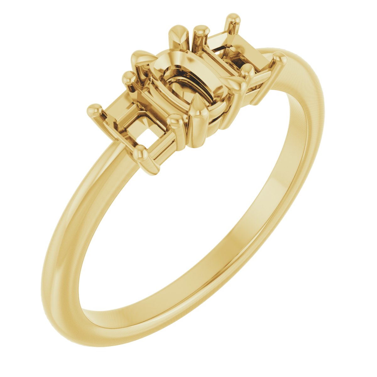 Claw-Prong Three-Stone Engagement Ring
