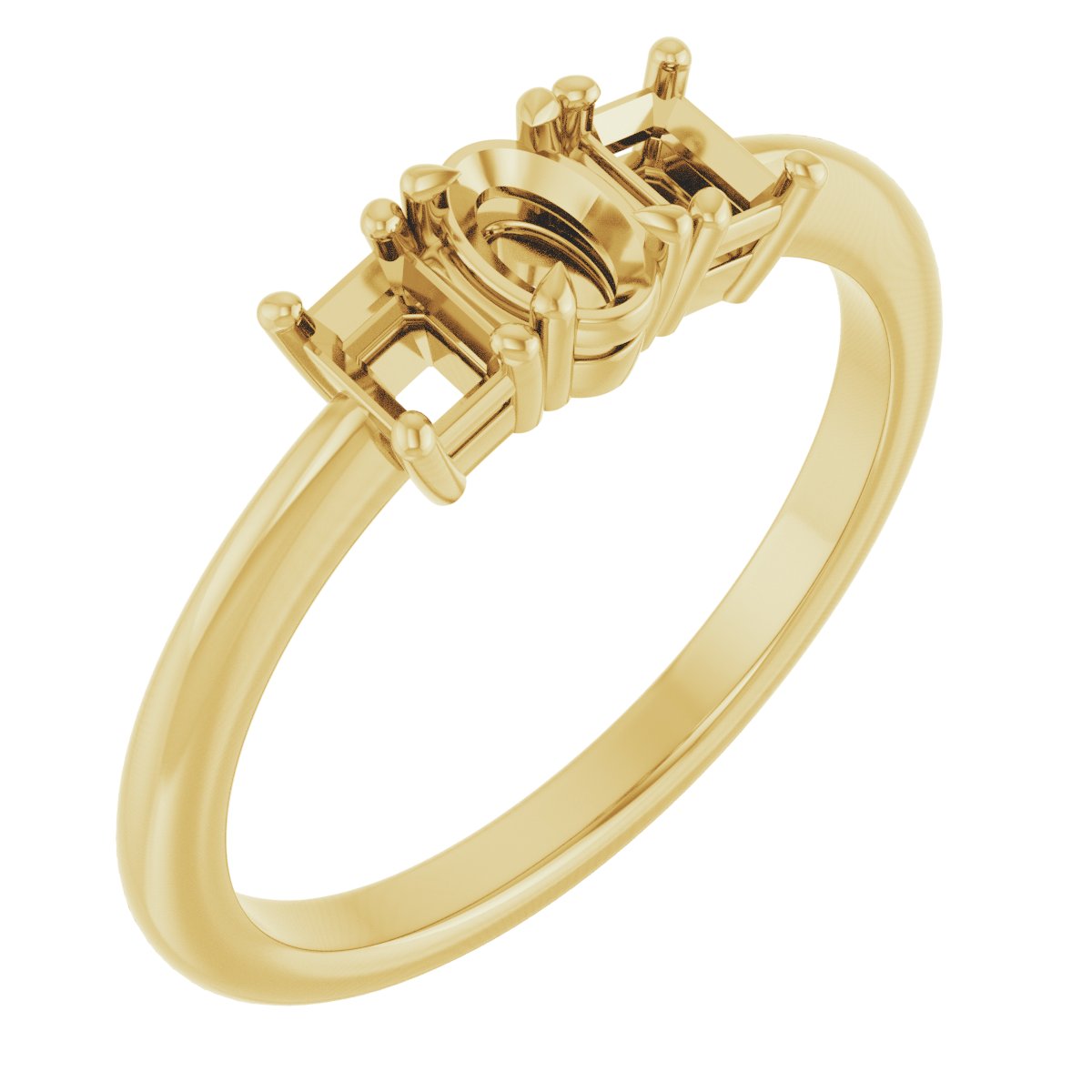 Claw-Prong Three-Stone Engagement Ring