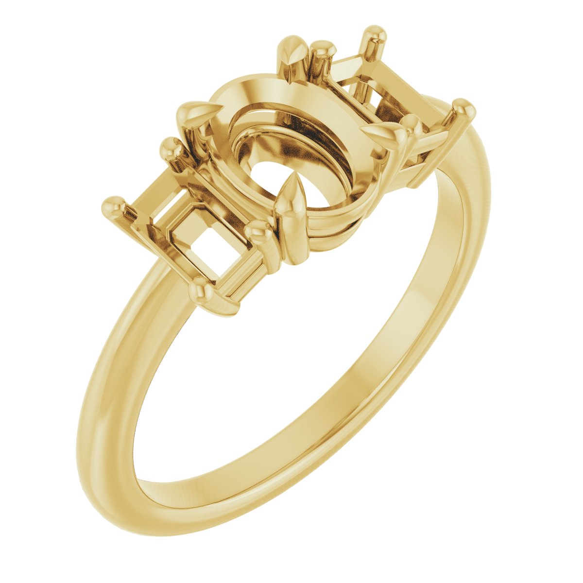 Claw-Prong Three-Stone Engagement Ring
