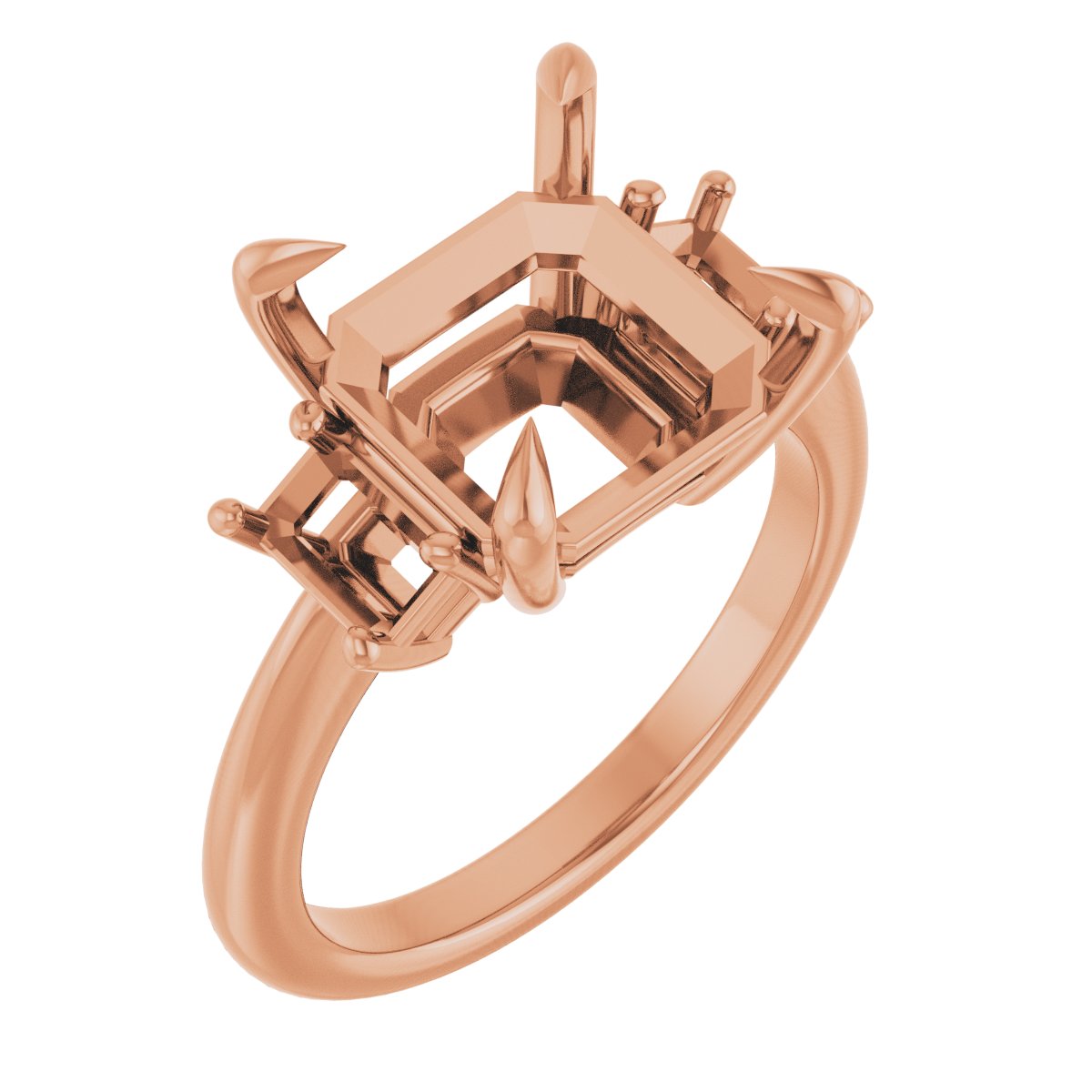 Claw-Prong Three-Stone Engagement Ring