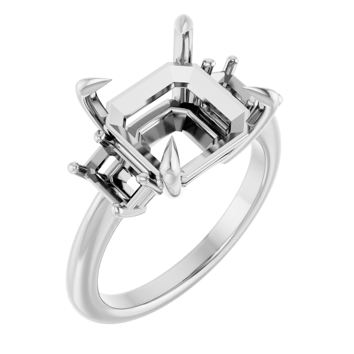 Claw-Prong Three-Stone Engagement Ring