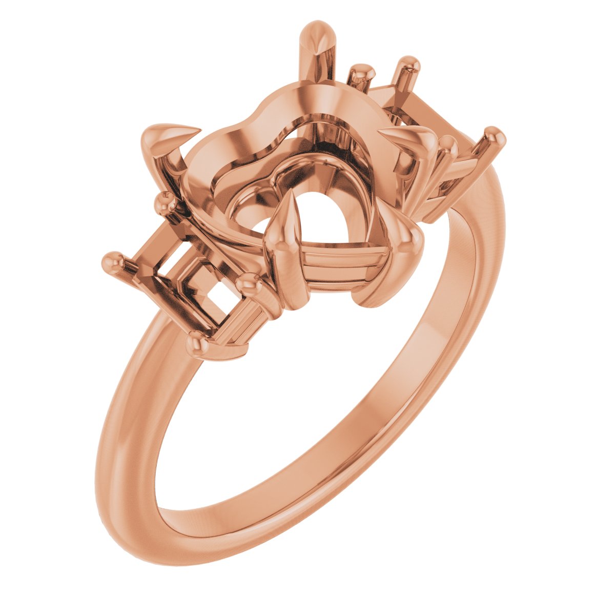 Claw-Prong Three-Stone Engagement Ring
