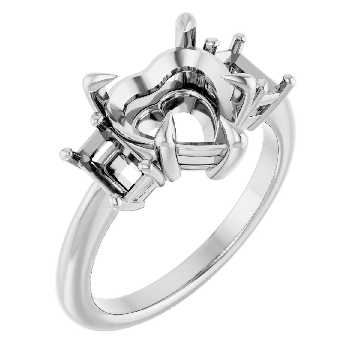 Claw-Prong Three-Stone Engagement Ring