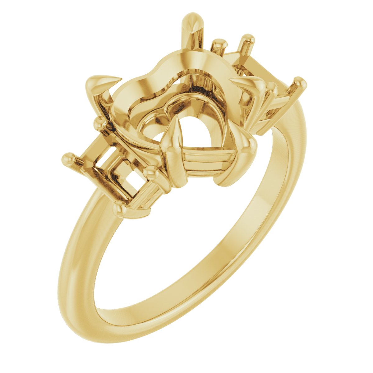 Claw-Prong Three-Stone Engagement Ring