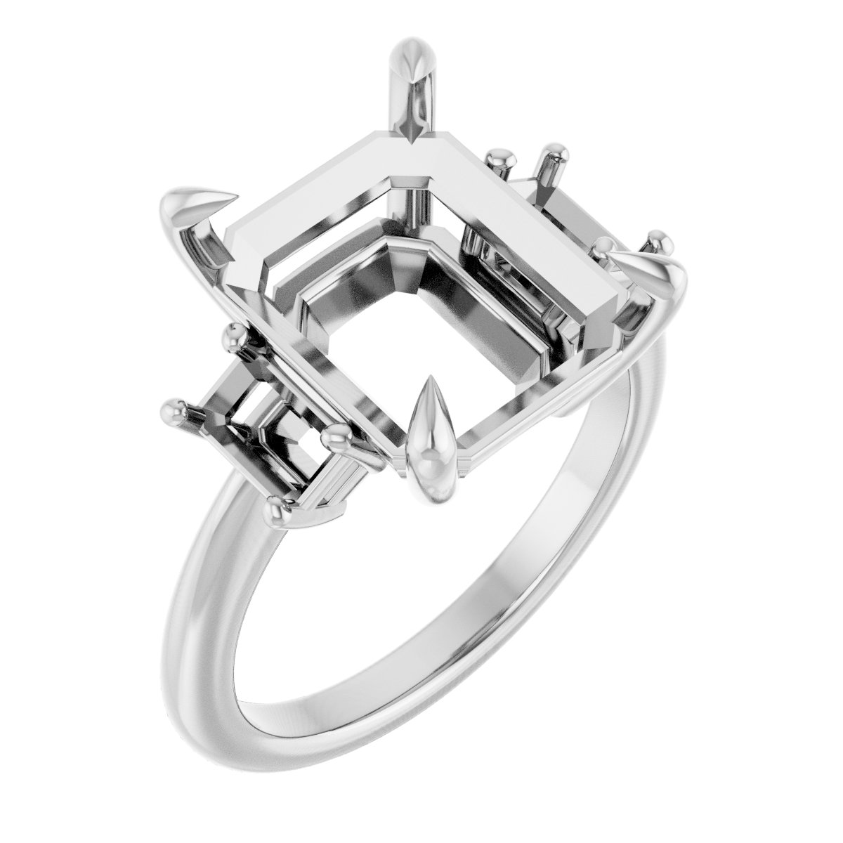 Claw-Prong Three-Stone Engagement Ring