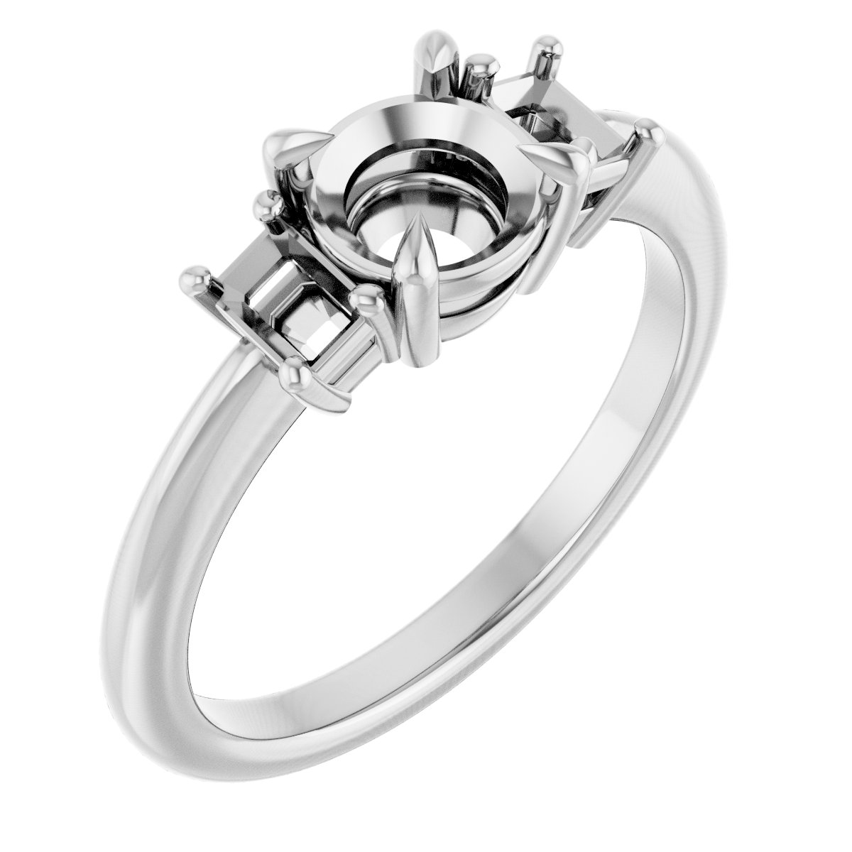 Claw-Prong Three-Stone Engagement Ring