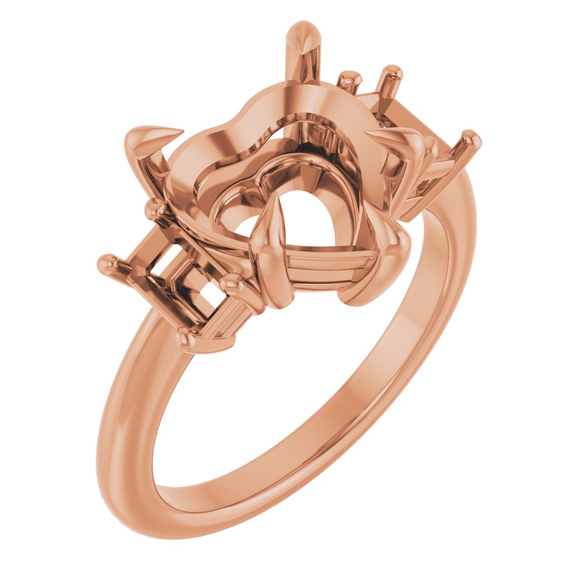 Claw-Prong Three-Stone Engagement Ring
