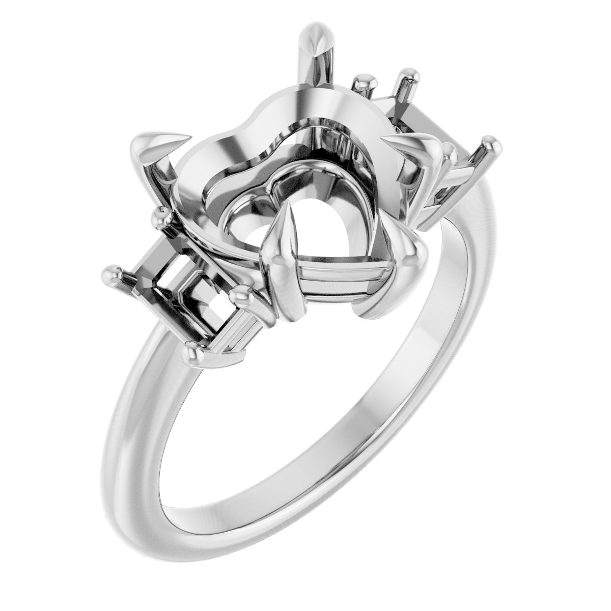 Claw-Prong Three-Stone Engagement Ring