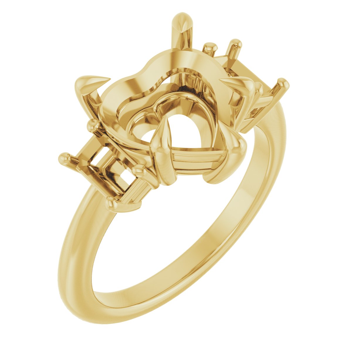 Claw-Prong Three-Stone Engagement Ring