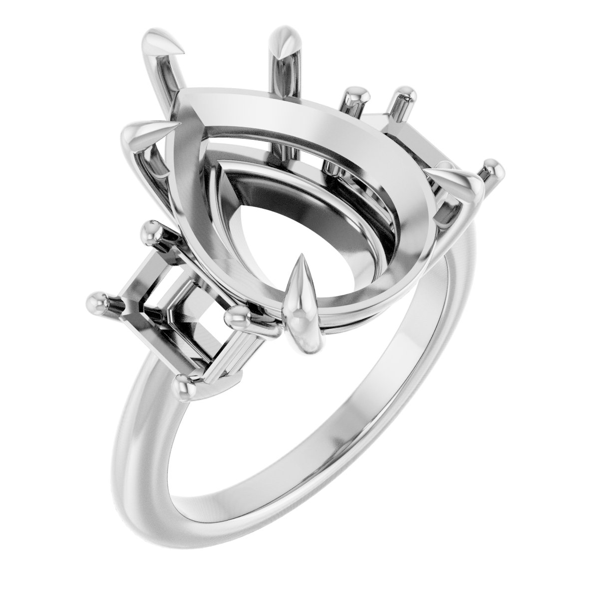 Claw-Prong Three-Stone Engagement Ring