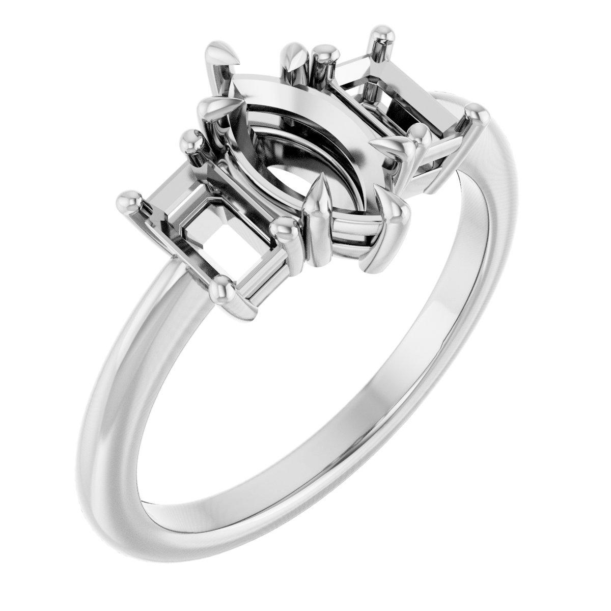 Claw-Prong Three-Stone Engagement Ring