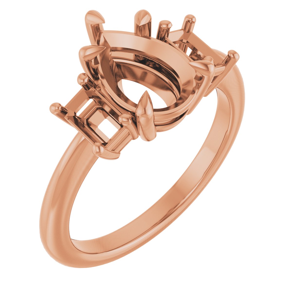 Claw-Prong Three-Stone Engagement Ring