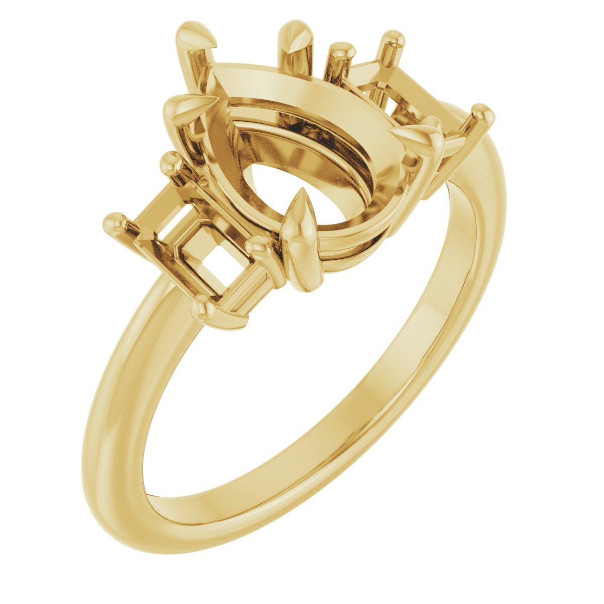 Claw-Prong Three-Stone Engagement Ring