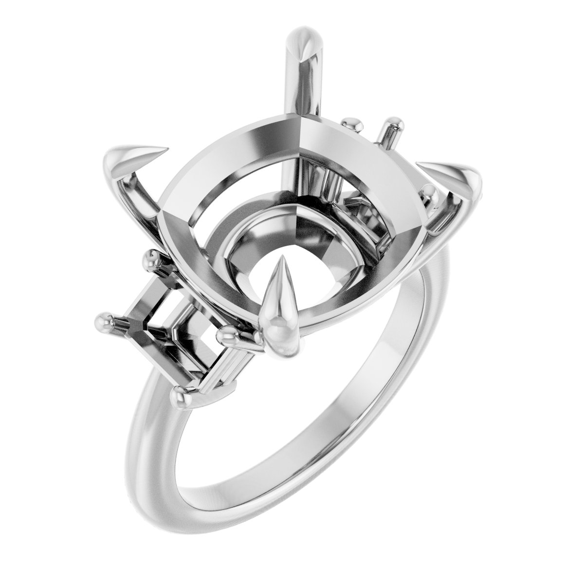 Claw-Prong Three-Stone Engagement Ring