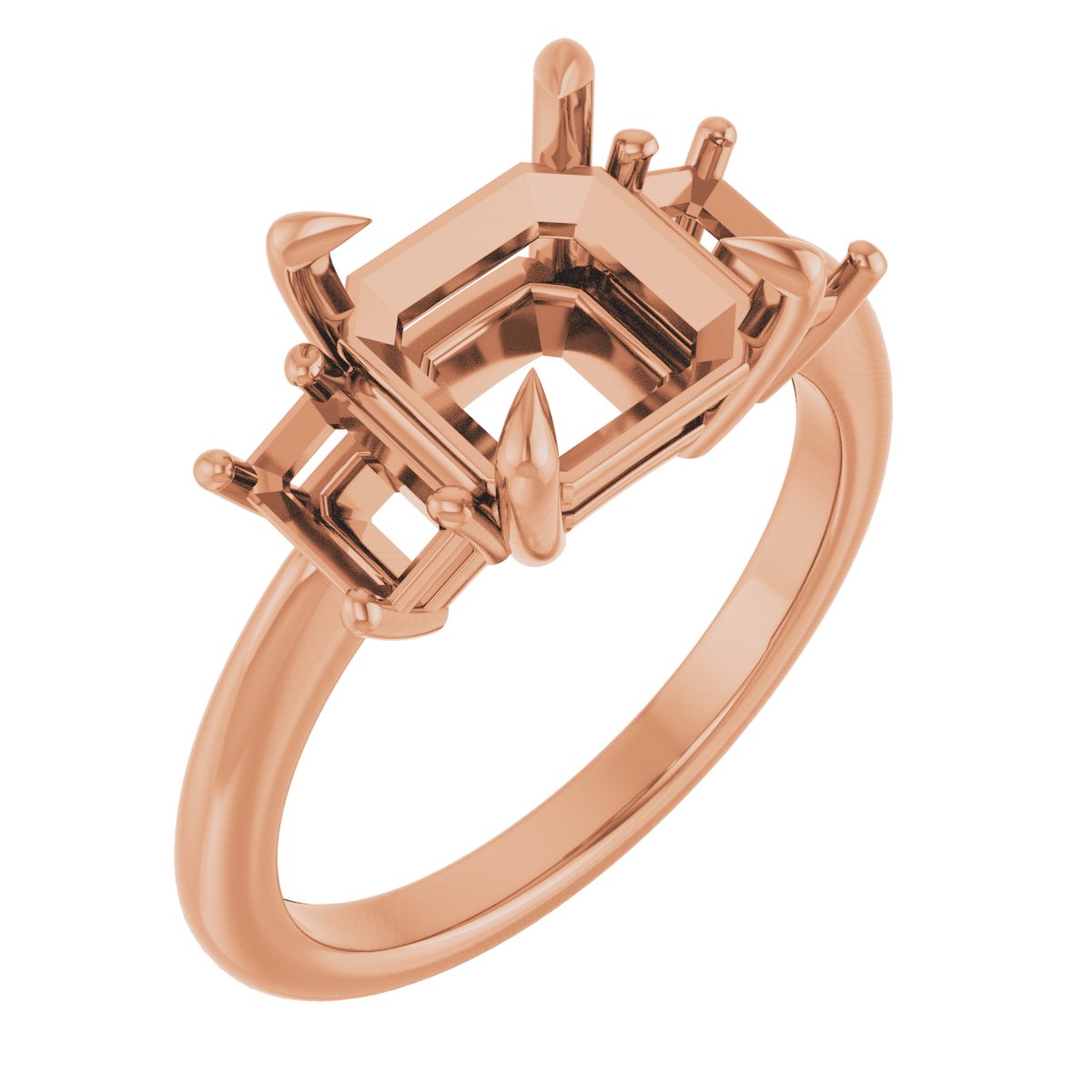 Claw-Prong Three-Stone Engagement Ring