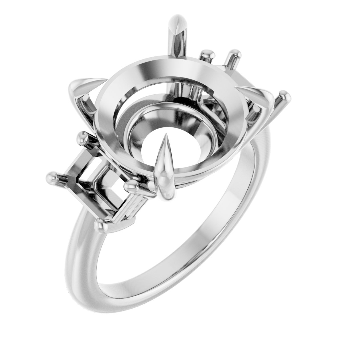 Claw-Prong Three-Stone Engagement Ring