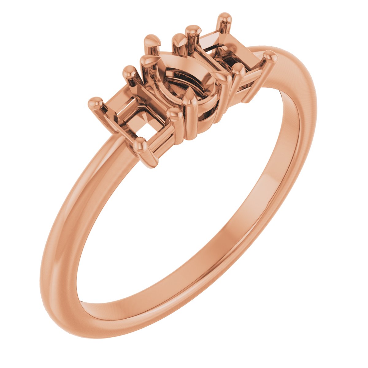 Claw-Prong Three-Stone Engagement Ring