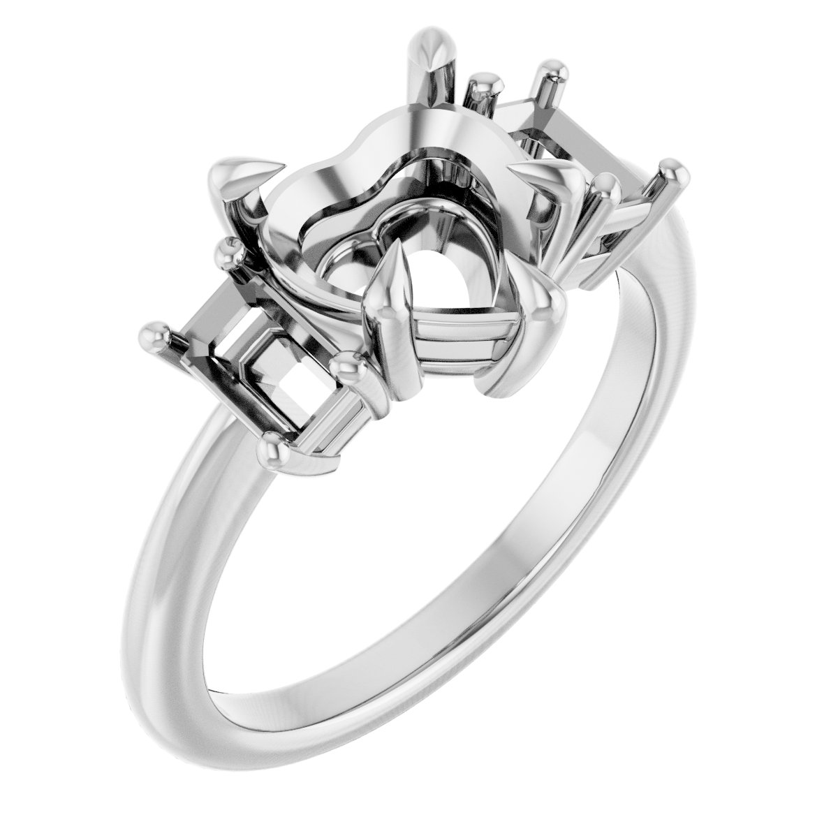 Claw-Prong Three-Stone Engagement Ring