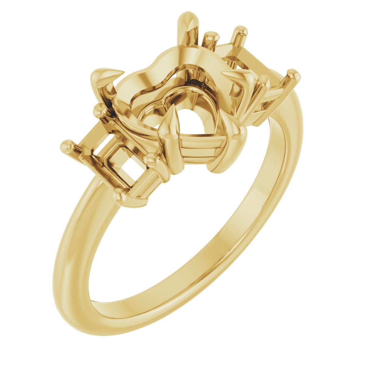 Claw-Prong Three-Stone Engagement Ring