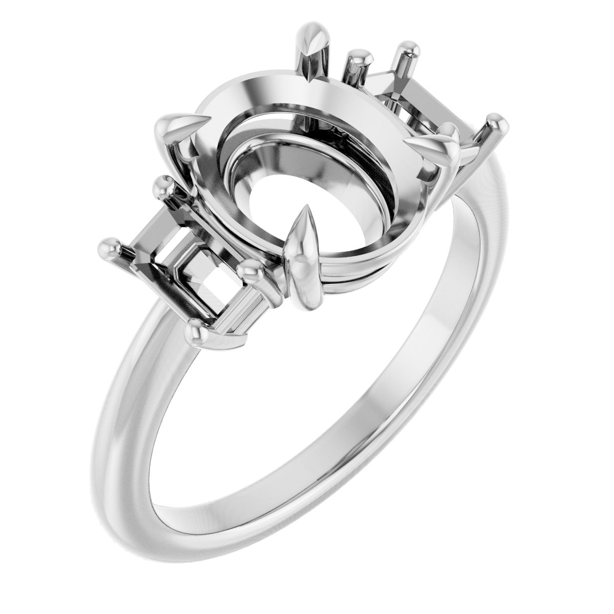 Claw-Prong Three-Stone Engagement Ring