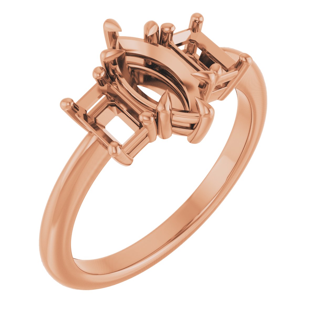 Claw-Prong Three-Stone Engagement Ring