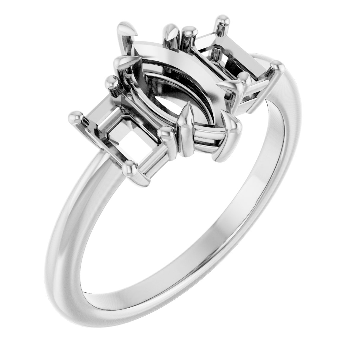 Claw-Prong Three-Stone Engagement Ring