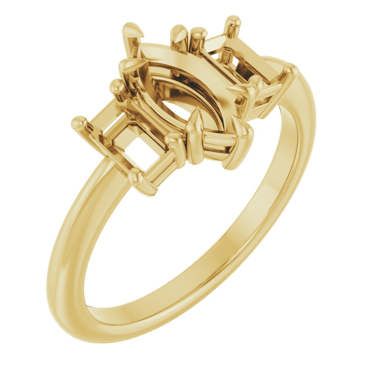 Claw-Prong Three-Stone Engagement Ring